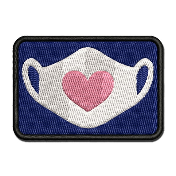 Caring Surgical Face Mask Heart Applique Multi-Color Embroidered Hook & Loop Patch - 2.0 Inch Mini