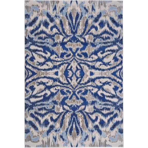 Carini Abstract Ikat Print Area Rug, Classic Blue/Silver Mink, 10ft-2in x 13ft-9in