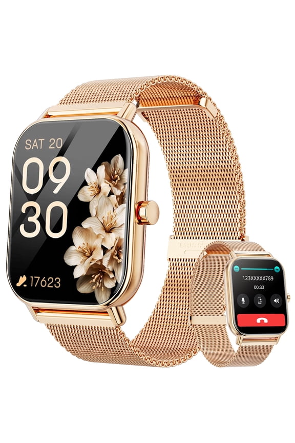 1.85’ Women's Smartwatch fits for Android & IPhone Devices, Fitness Watch with Fitness Tracker, IP67 Waterproof Women's Watch (Milanese Steel Band)