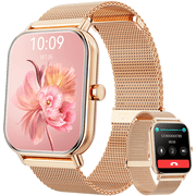 LZUEFK 1.85’ Women's Smartwatch fits for Android & IPhone Devices, Fitness Watch with Fitness Tracker, IP67 Waterproof Women's Watch (Milanese Steel Band)