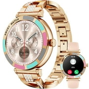 Carkira 1.27 inch SmartWatch for Men BT5.0 Dial/Answer Military Grade Outdoor Sports Smart Watch Music Playback with Sports Watch for Android iPhone(Golden)