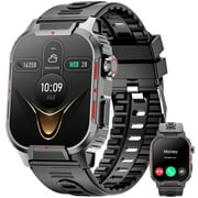 Carkira 2.05" Large Display Military Smartwatch, Outdoor Sports & Fitness, Talk/Message Receiving, Multi-Sport Mode Data Tracking, IP67 Water Resistant (Black), for Android IOS
