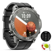 LZUEFK 1.85-inch Men's Military Smartwatch fits for Android and IPhone devices. Fitness Watch with Fitness Tracker / 100 Exercise Modes / Make Calls, Ip67 Waterproof Fitness Watch (Black)
