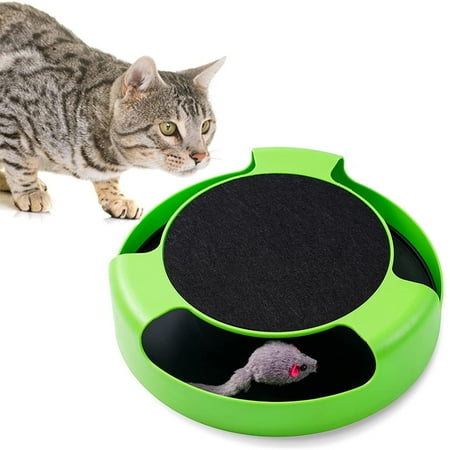 Carkira Pet Cat Rotating Mouse Board Toy Interactive Catch Training, Green