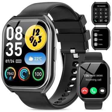 LZUEFK 1.85 Inch Women's Men's Smartwatch fits for Android & IPhone Devices with Fitness Tracker, 100+ Sport Modes, IP68 Waterproof Fitness Watch (Black)