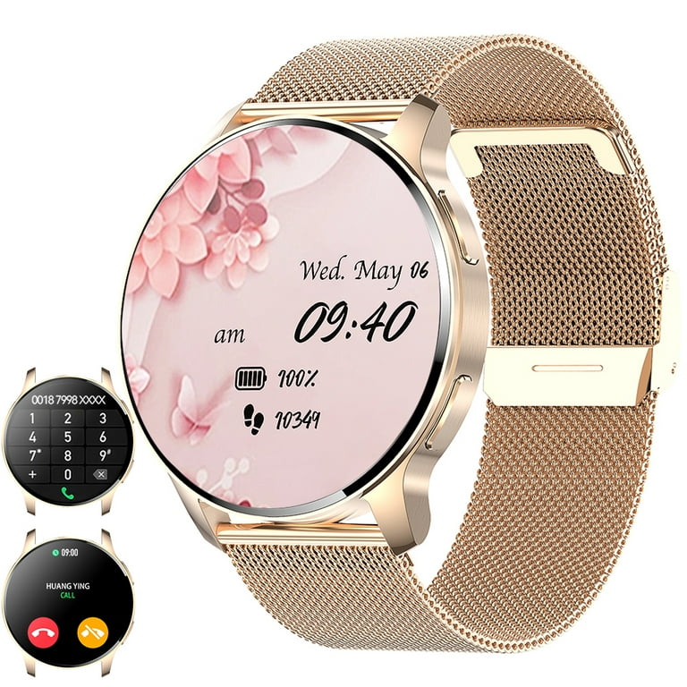 Carkira Smart watch with touch screen, smart watch for women with voice  assistant and message reminder, multi-sport mode and IP67 waterproof (Gold