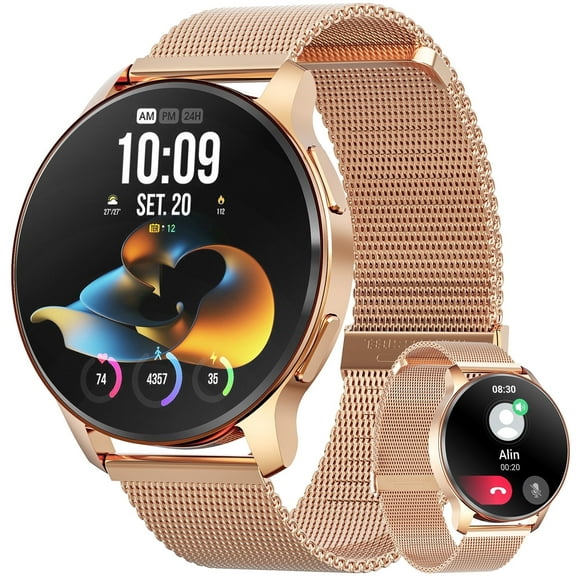 2025 New Smart Watch, 1.32" Smart Watch for Women(Answer/Make Calls/Message Reminder), IP68 Waterproof with 100 Sports, Pedometer, Fitness Tracker fits for Android and IPhone (Gold)