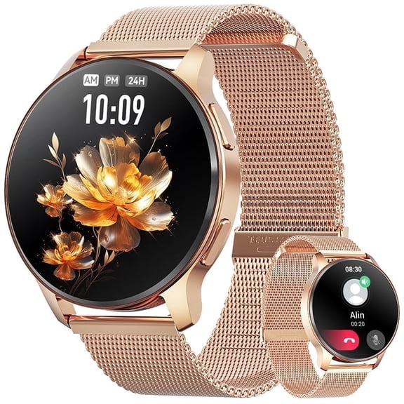 2026 New Smart Watch, 1.32" Smart Watch for Women(Answer/Make Calls/Message Reminder), IP68 Waterproof with 100 Sports, Pedometer, Fitness Tracker fits for Android and IPhone (Gold)