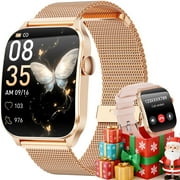 LZUEFK AMOLED Smart Watches for Women, IP67 Waterproof Smartwatch fits for Android and Iphone, 100 Sports Models 1.93" Fitness Tracker, Smart Watch with Bluetooth Call(Answer/Make Calls), Ideal Gift Gold