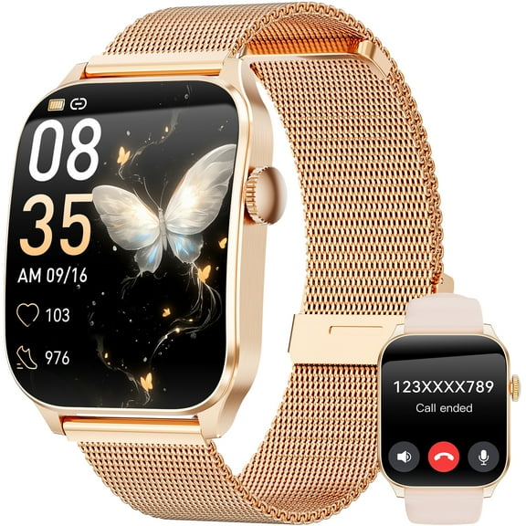 AMOLED Smart Watches for Women, IP67 Waterproof Smartwatch fits for Android and Iphone, 100 Sports Models 1.93" Fitness Tracker, Smart Watch with Bluetooth Call(Answer/Make Calls), Ideal Gift Gold