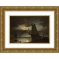 thumbnail image 1 of Carl Bille 24x18 Gold Ornate Framed and Double Matted Museum Art Print Titled - Moonlight on the Coast (1850), 1 of 4