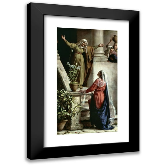 Carl Bloch 12x18 Black Modern Framed Museum Art Print Titled - Mary and Elizabeth