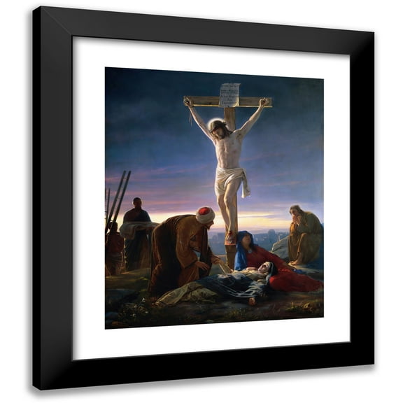 Carl Bloch 20x24 Black Modern Framed Museum Art Print Titled - Christ on the Cross (1870)