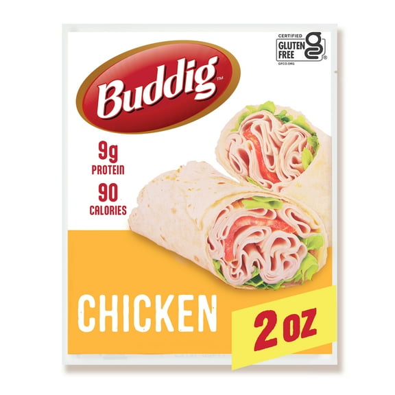 Carl Buddig Chicken Lunchmeat 2 oz (56g) Pouch, 9 Grams of Protein per Serving, Refrigerated