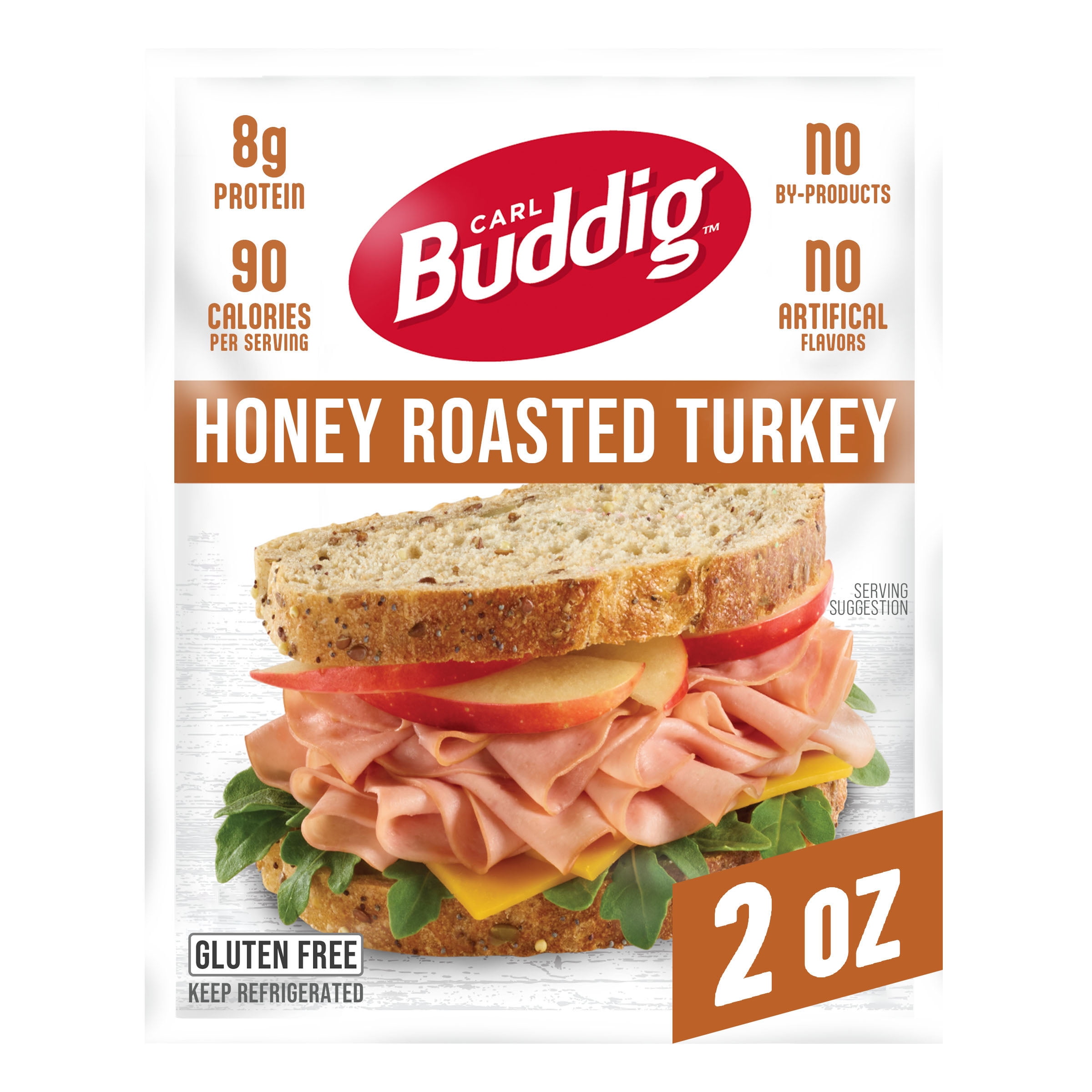 Carl Buddig Honey Roasted Turkey Lunchmeat, 2 oz Plastic Pouch  (56g), Refrigerated