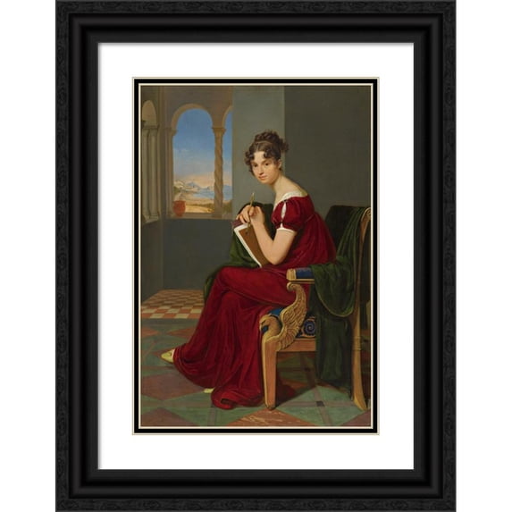 Carl Christian Vogel von Vogelstein 14x18 Black Ornate Wood Framed Double Matted Museum Art Print Titled - Young Lady with Drawing Device (Girl with a Drawing Instrument, the Countess T