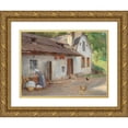 thumbnail image 1 of Carl Fröschl 18x15 Gold Ornate Wood Frame and Double Matted Museum Art Print Titled - Washing Day, 1 of 4