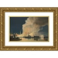 thumbnail image 1 of Carl Frederik Sørensen 24x17 Gold Ornate Framed and Double Matted Museum Art Print Titled - Nocturnal Fire on the Christianshavnersiden of the Port of Copenhagen, 1 of 4