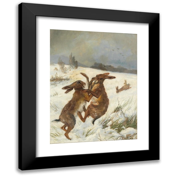 Carl Friedrich Deiker 14x18 Black Modern Framed Museum Art Print Titled - Rabbits