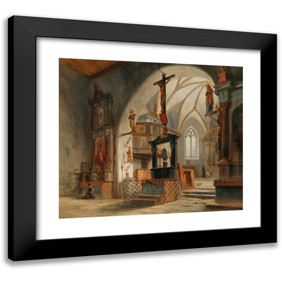 Carl Georg Anton Graeb 14x12 Black Modern Framed Museum Art Print Titled - Justuskirche in Flums