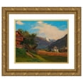 thumbnail image 1 of Carl Geyling 18x15 Gold Ornate Wood Frame and Double Matted Museum Art Print Titled - Silent in the Zillertal (1831), 1 of 4