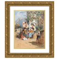 thumbnail image 1 of Carl Goebel the younger 15x18 Gold Ornate Wood Frame and Double Matted Museum Art Print Titled - A Peasant Family Idyl, 1 of 4