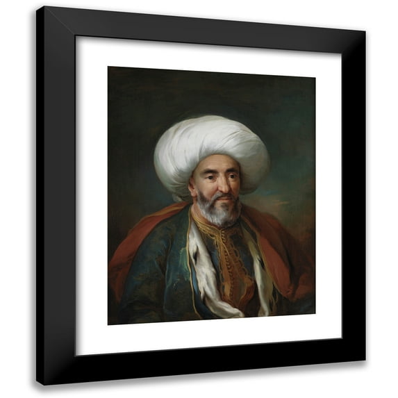 Carl Gustaf Pilo 12x14 Black Modern Framed Museum Art Print Titled - Portrait of Mahmud Agas, Ambassador of Tripolis (1899)