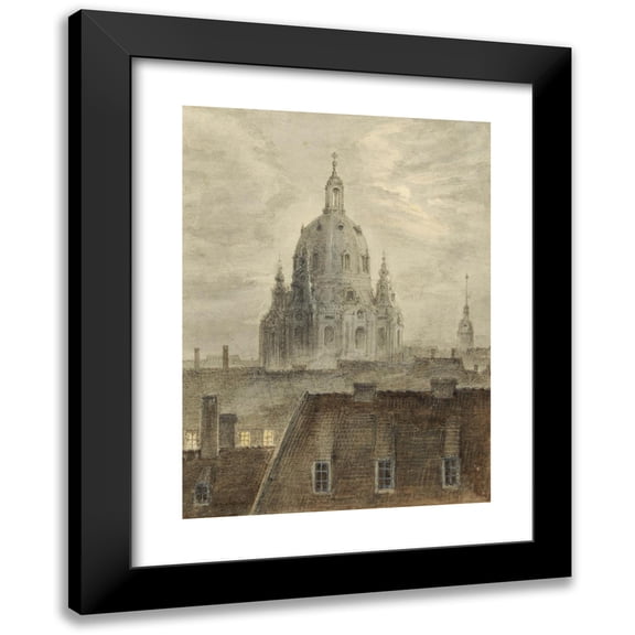 Carl Gustav Carus 11x14 Black Modern Framed Museum Art Print Titled - The Frauenkirche in Dresden (1824)