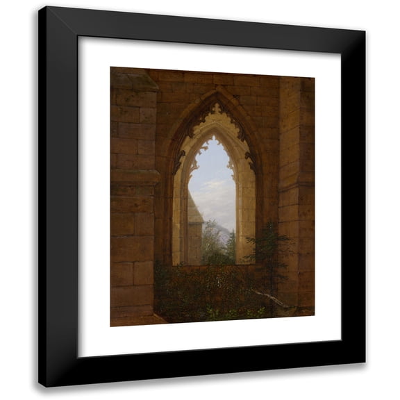 Carl Gustav Carus 12x14 Black Modern Framed Museum Art Print Titled - Gothic Windows in the Ruins of the Monastery at Oybin (ca. 1828)