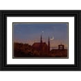thumbnail image 1 of Carl Gustav Carus 14x11 Black Ornate Wood Framed Double Matted Museum Art Print Titled: Gothic Church Over Tree Tops in Moonlight (Small Moonlight Landscape with Little Church) (Around, 1 of 5