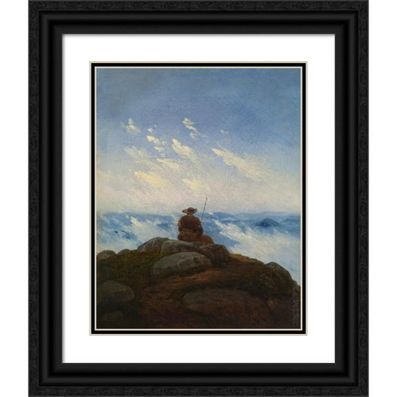 Carl Gustav Carus 20x24 Black Ornate Framed Double Matted Museum Art Print Titled: Wanderer on the Mountaintop (1818)