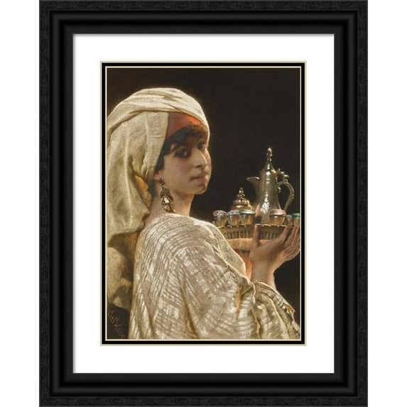 Carl Haag 14x18 Black Ornate Wood Framed Double Matted Museum Art Print Titled - The Coffee Service