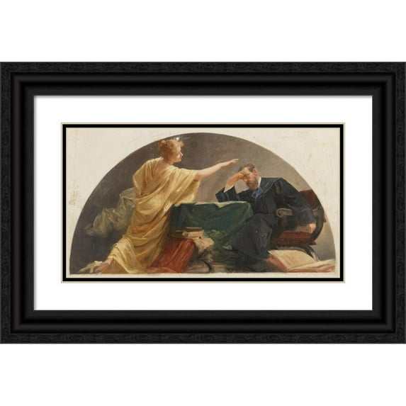 Carl Johann Peyfuss 14x10 Black Ornate Wood Framed Double Matted Museum Art Print Titled: Lunette for the Palace of Justice (1899)