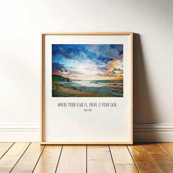 Carl Jung Quote Wall Art Psychology Poster, Therapy Office Decor, Psychotherapy Where Your Fear Is There is Your Task, Stretched Canvas Size 12x18 F03.1.21l716