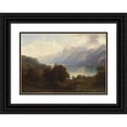 thumbnail image 1 of Carl Jungheim 18x14 Black Ornate Wood Framed Double Matted Museum Art Print Titled - On Lake Lucerne with a View of the Pilatus Massif (Approx. 1860-70), 1 of 5