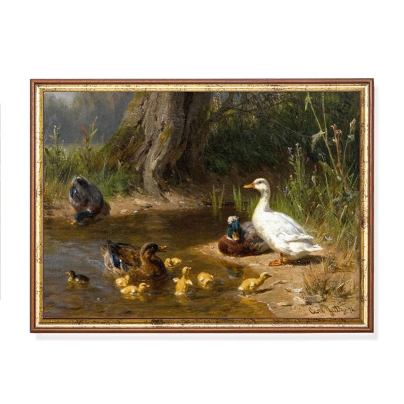 Carl Jutz Duck Family Art Poster Vintage Farmhouse Animal Wall Art Home Decor, 24x36 UNFRAMED