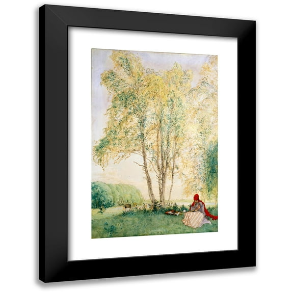 Carl Larsson 17x24 Black Modern Framed Museum Art Print Titled - Beneath the Birches (1902)
