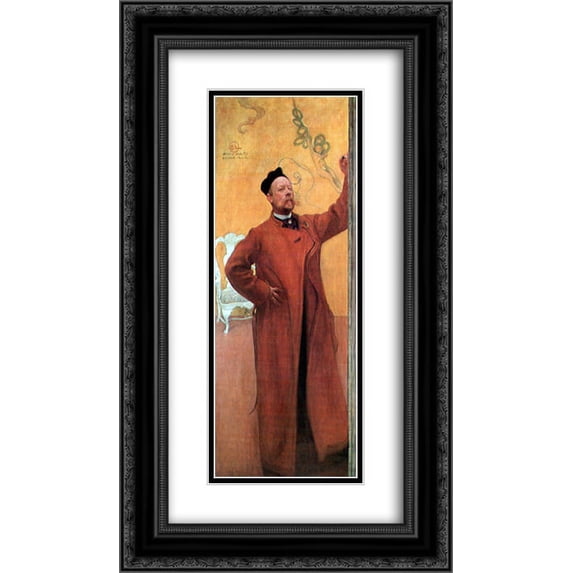 Carl Larsson 2x Matted 14x24 Black Ornate Framed Art Print 'Before the mirror'