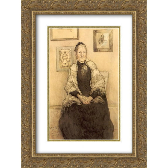 Carl Larsson 2x Matted 20x24 Gold Ornate Framed Art Print 'My mother'