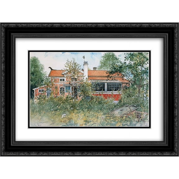 Carl Larsson 2x Matted 24x20 Black Ornate Framed Art Print 'The Cottage'