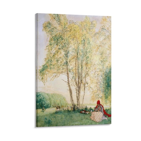 Carl Larsson Art Poster Beneath The Birches Painting Poster Painting On Canvas Wall Art Poster Scroll Picture Print Living Room Walls Decor Home Posters 16x24inch(40x60cm)