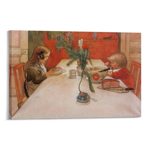 Carl Larsson Art Poster Evening Meal Painting Poster Canvas Poster Wall Art Picture Prints Hanging Photo Gift Decor Home Posters Artworks 16x24inch(40x60cm)