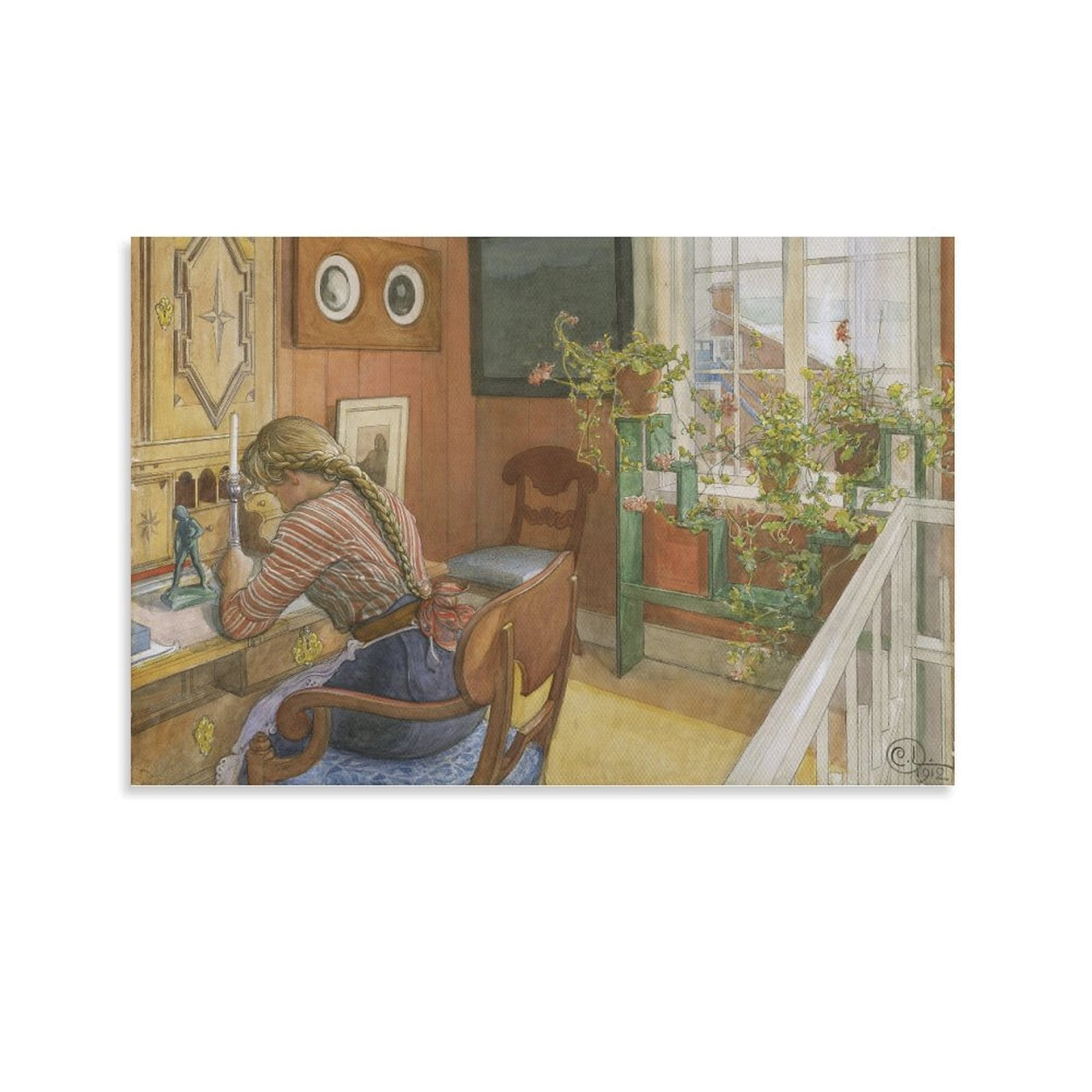 Carl Larsson Art Poster Letter-writing 1912 Painting Poster Poster Cool ...