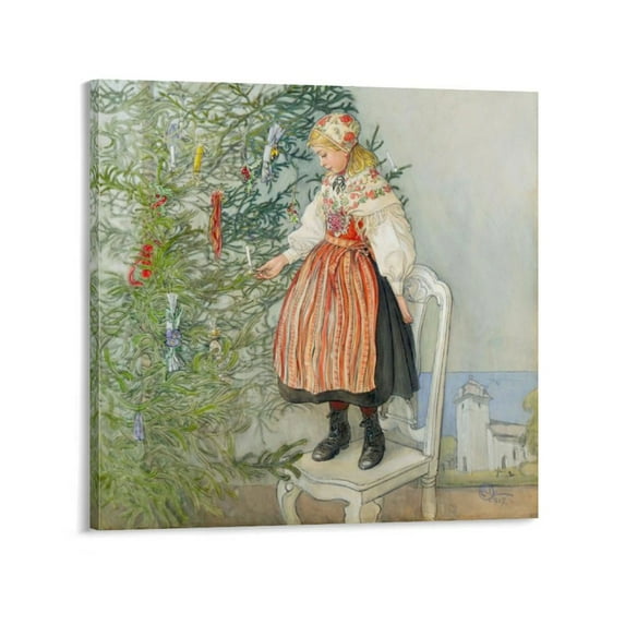 Carl Larsson Art Poster Swedish Christmas Painting Poster Canvas Poster Wall Art Picture Prints Hanging Photo Gift Decor Home Posters Artworks 28x28inch(70x70cm)