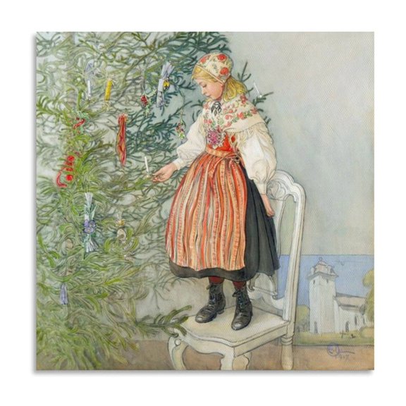 Carl Larsson Art Poster Swedish Christmas Painting Poster Print Photo Art Painting Canvas Poster Home Decorative Bedroom Modern Decor Posters Gifts 28x28inch(70x70cm)
