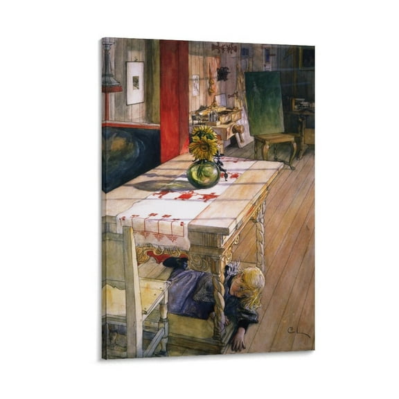 Carl Larsson Prints 《Hide And Seek, 1898》 Wall Art Poster Canvas Wall Art Prints Poster Gifts Photo Picture Painting Posters Room Decor Home Decorative 20x30inch(50x75cm)