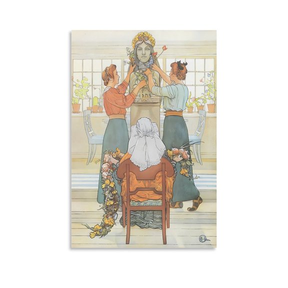 Carl Larsson Prints 《Idun》 Wall Art Poster Wall Art Poster Scroll Canvas Painting Picture Living Room Decor Home 20x30inch(50x75cm)