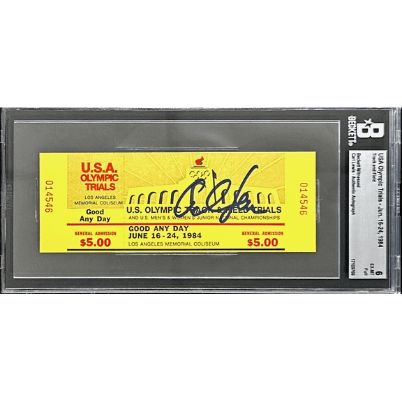 Carl Lewis Signed 1984 US Olympic Trials Jun. 16-24 Beckett Ticket Stub Beckett