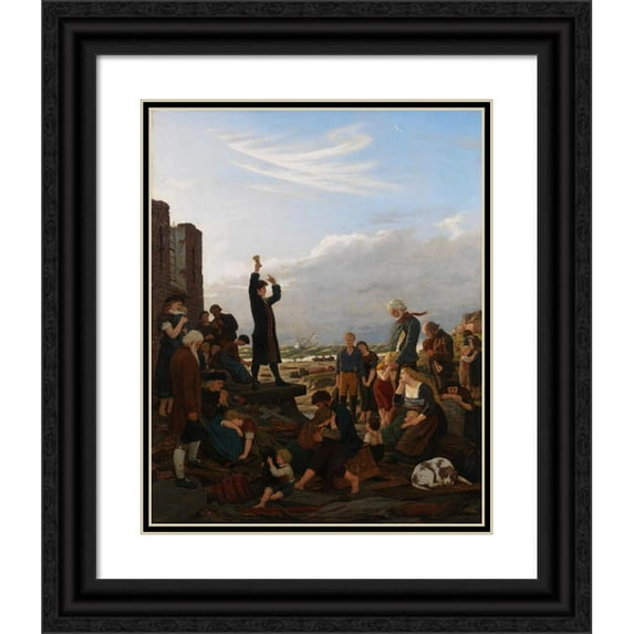 Carl Ludwig Jessen 12x14 Black Ornate Wood Framed Double Matted Museum Art Print Titled: After the Storm Surge (1879)