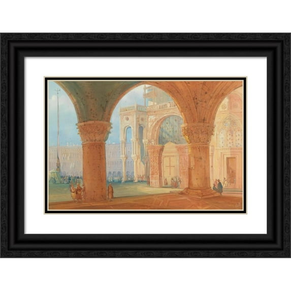 Carl Martin Laeisz 24x17 Black Ornate Framed Double Matted Museum Art Print Titled: Piazza San Marco